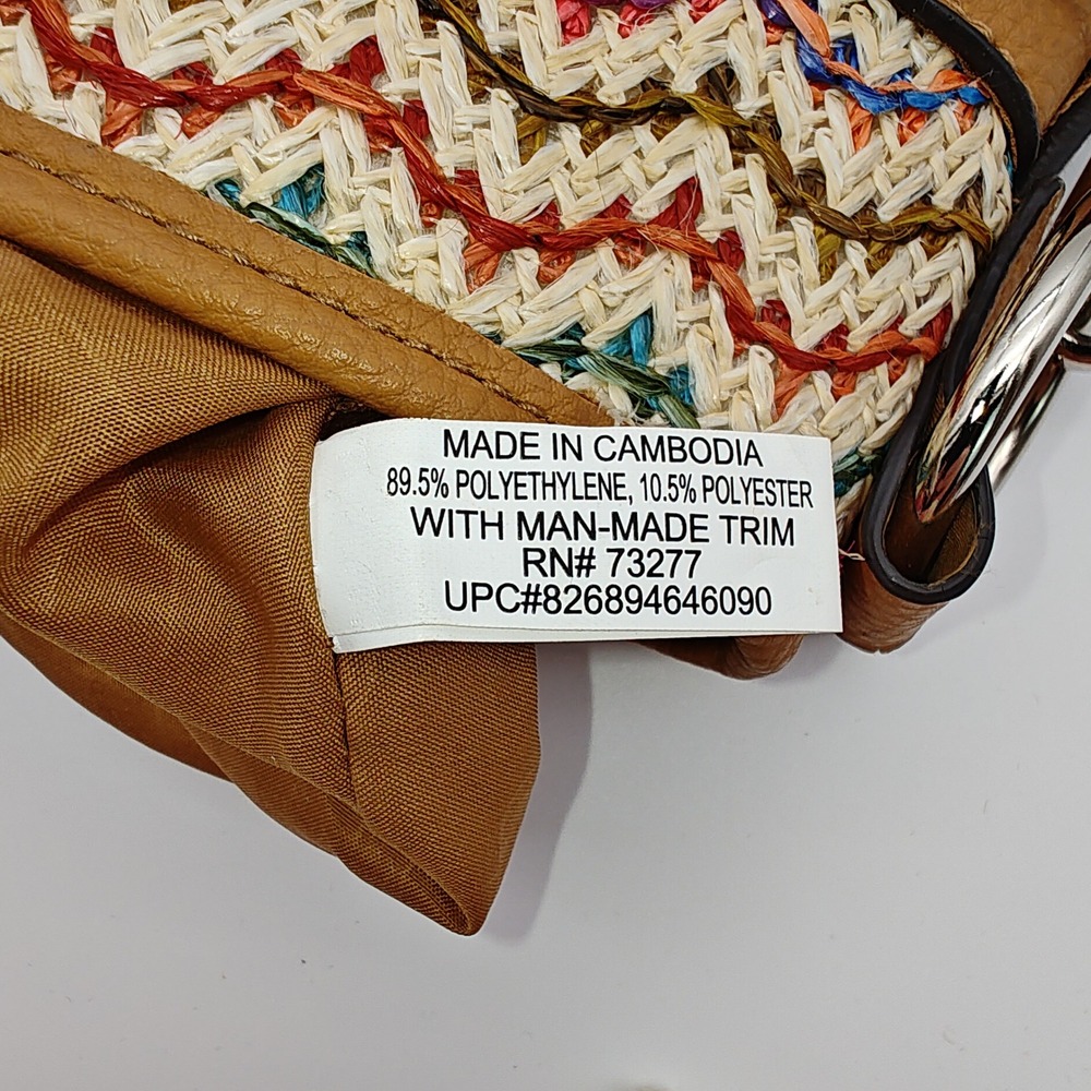 Rosetti Multicolor Chevron Crossbody Bag Boho Woven Straw Look Purse - Picture 8 of 8